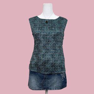 Blue floral textured vintage 90s sleeveless top